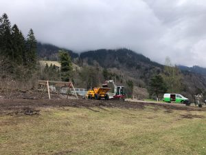 Großbaum Verpflanzungen, Bäume pflanzen, Baum pflanzen, humusieren, Rasen ansähen, Dreibein für Bäume, Bäume pflanzen Vorarlberg